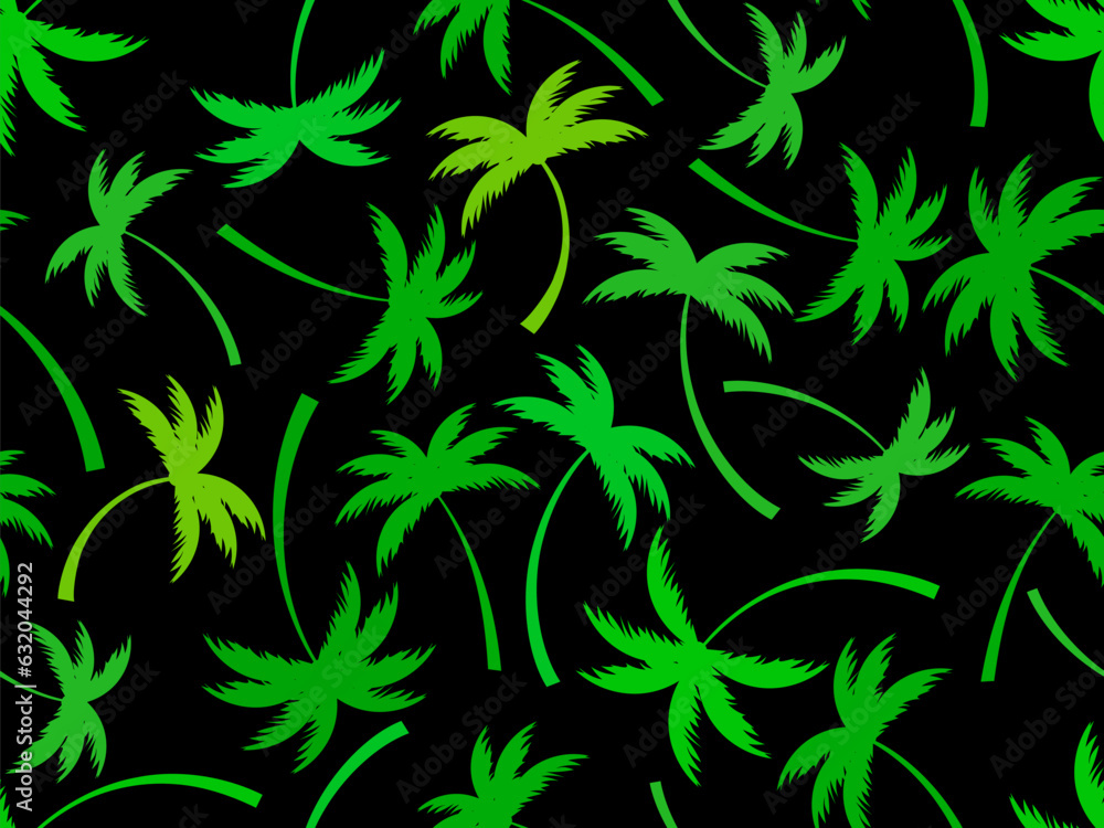 Wall mural seamless pattern with tropical palm trees. silhouettes of palm trees of various shapes. palm tree de