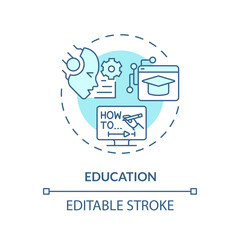 Editable education icon concept, isolated vector, AI for SEO blue thin line illustration.