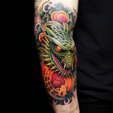dragon tattoo on arm, generative ai