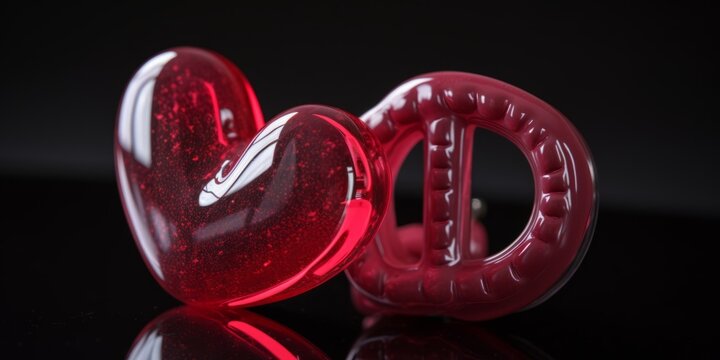 Coraz&oacute;n de caramelo textura brillante de color rojo, coraz&oacute;n de san valent&iacute;n de chuche que celebra el amor