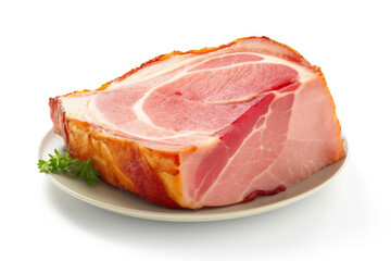 Freshly Sliced Ham with White Background