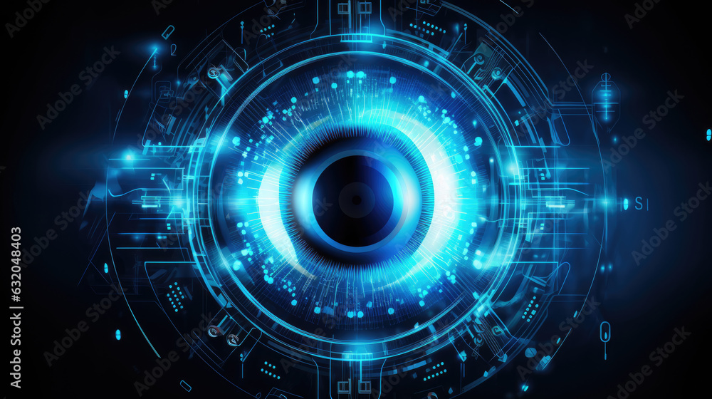 Aufkleber digital eye. created with generative ai technology.