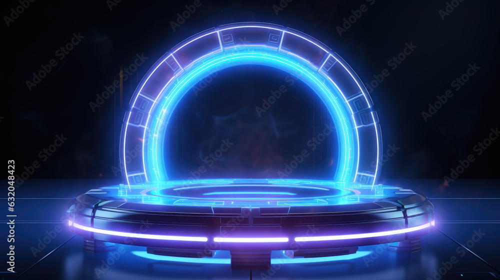 Aufkleber futuristic portal circle. created with generative ai technology.