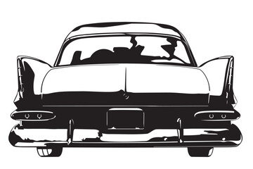 Vintage American limousine  from the 1950s silhouette vector illustration - 632048683