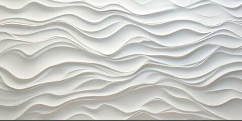 White seamless texture. Wavy background. Interior wall decoration. White background of abstract waves, generative ai