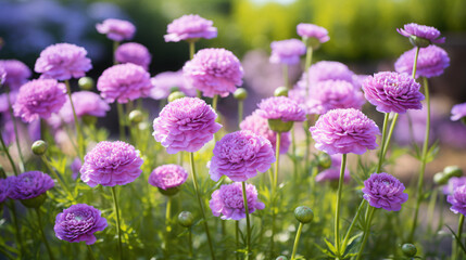 Scabiosa flowers High Quality Image in garden
