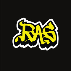 Ras Graffiti vector text in handwriting design art illustration font character style script