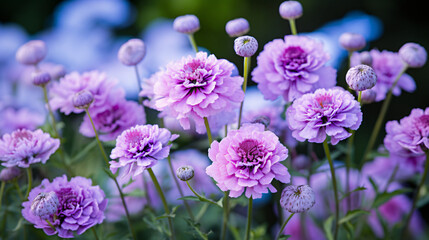 Scabiosa flowers High Quality Image in garden
