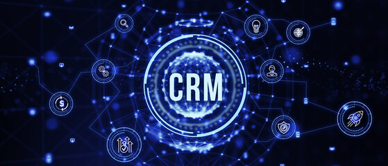 Business, Technology, Internet and network concept. CRM Customer Relationship Management. 3d illustration