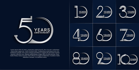 set of anniversary logotype silver color for special celebration event
