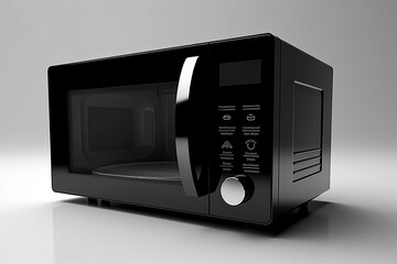 Sleek Black Microwave on White Background