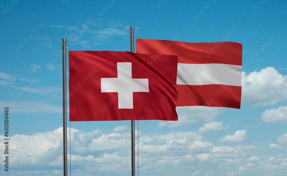 Wall mural Austria and Switzerland flag