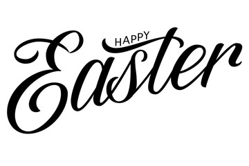 Happy Easter black ink hand lettering, vintage letters, handwritten typography. Vector illustration.