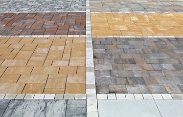 Samples set of concrete tiles for  outdoors and pavements with different colors and shapes....