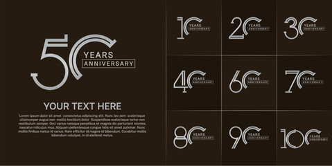 set of anniversary logotype silver color for special celebration event