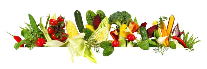 Fresh Vegetables Panorama - Isolated on Transparent PNG Background