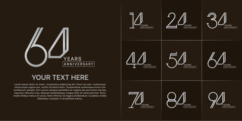 set of anniversary logotype silver color for special celebration event