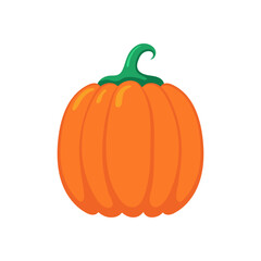 Funny cartoon pumpkin. Cute vegetable. Vector food illustration isolated on white background