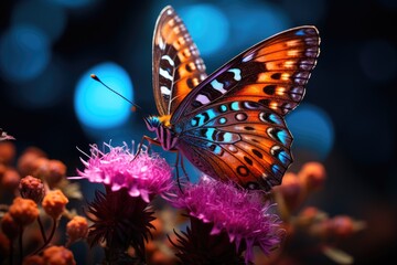 Fototapeta na wymiar A close-up of a beautiful butterfly resting on a flower - Animals and biodiversity - AI Generated