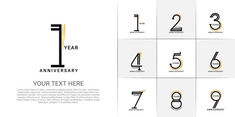 set of anniversary logotype black color for special celebration event