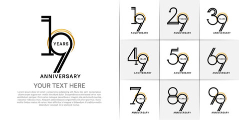 set of anniversary logotype black color for special celebration event