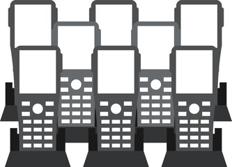 たくさんの端末が並んでいるイラスト