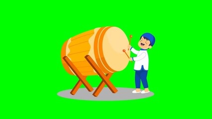 muslim man playing bedug Celebration Eid Mubarak