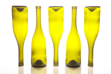 empty bottles of wine on white background