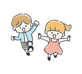 女の子と男の子のイラスト