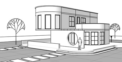 architecture house with consoles 3d © Svjatoslav