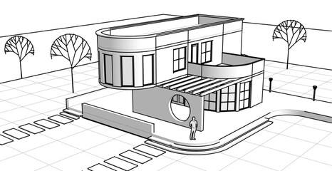 architecture house with consoles 3d © Svjatoslav