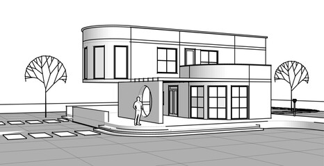 architecture house with consoles 3d © Svjatoslav