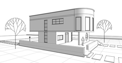 architecture house with consoles 3d © Svjatoslav