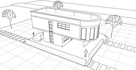 architecture house with consoles 3d © Svjatoslav