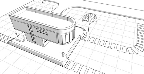 architecture house with consoles 3d © Svjatoslav