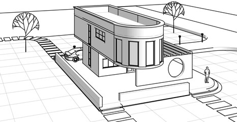 architecture house with consoles 3d © Svjatoslav