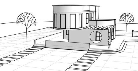 architecture house with consoles 3d © Svjatoslav