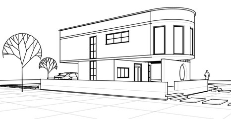 architecture house with consoles 3d © Svjatoslav