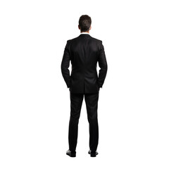Obraz na płótnie Canvas Back view of standing Businessman isolated on white. Created with Generative AI technology