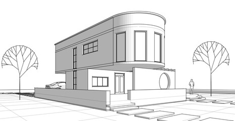 architecture house with consoles 3d © Svjatoslav