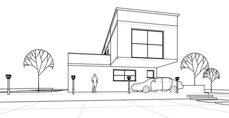 architecture house with consoles 3d © Svjatoslav