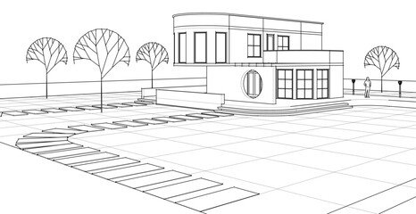 architecture house with consoles 3d © Svjatoslav