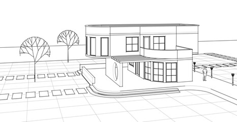 architecture house with consoles 3d © Svjatoslav