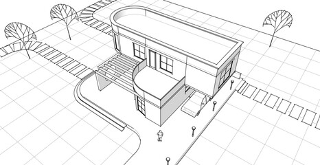 architecture house with consoles 3d © Svjatoslav