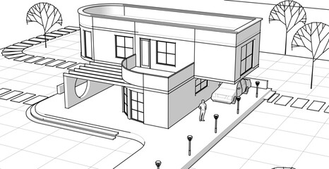 architecture house with consoles 3d © Svjatoslav