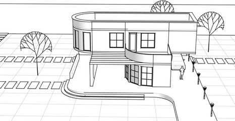 architecture house with consoles 3d © Svjatoslav