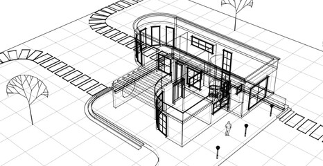 architecture house with consoles 3d © Svjatoslav