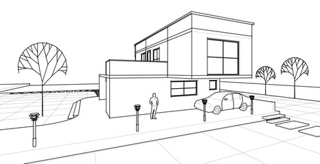 architecture house with consoles 3d © Svjatoslav