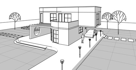 architecture house with consoles 3d © Svjatoslav