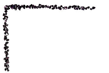 White space for text framed by shining glittering purple lilac gem stones